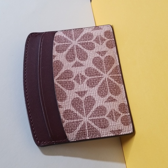 NWOT Kate Spade New York Spade Flower Card Case In Pink Bordeaux Multi - Picture 3 of 6